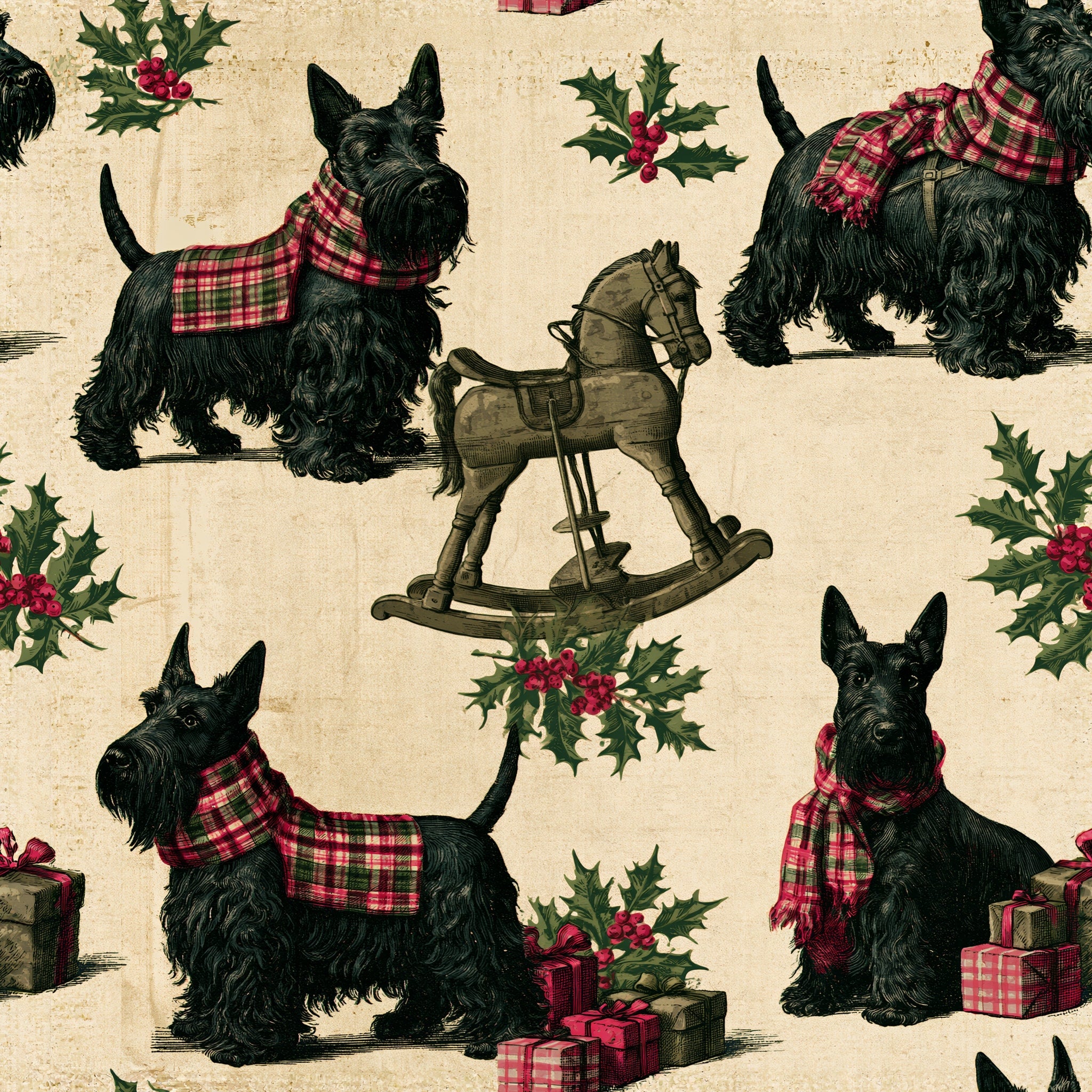 Holiday Scottie Parlor — wallpaper pattern