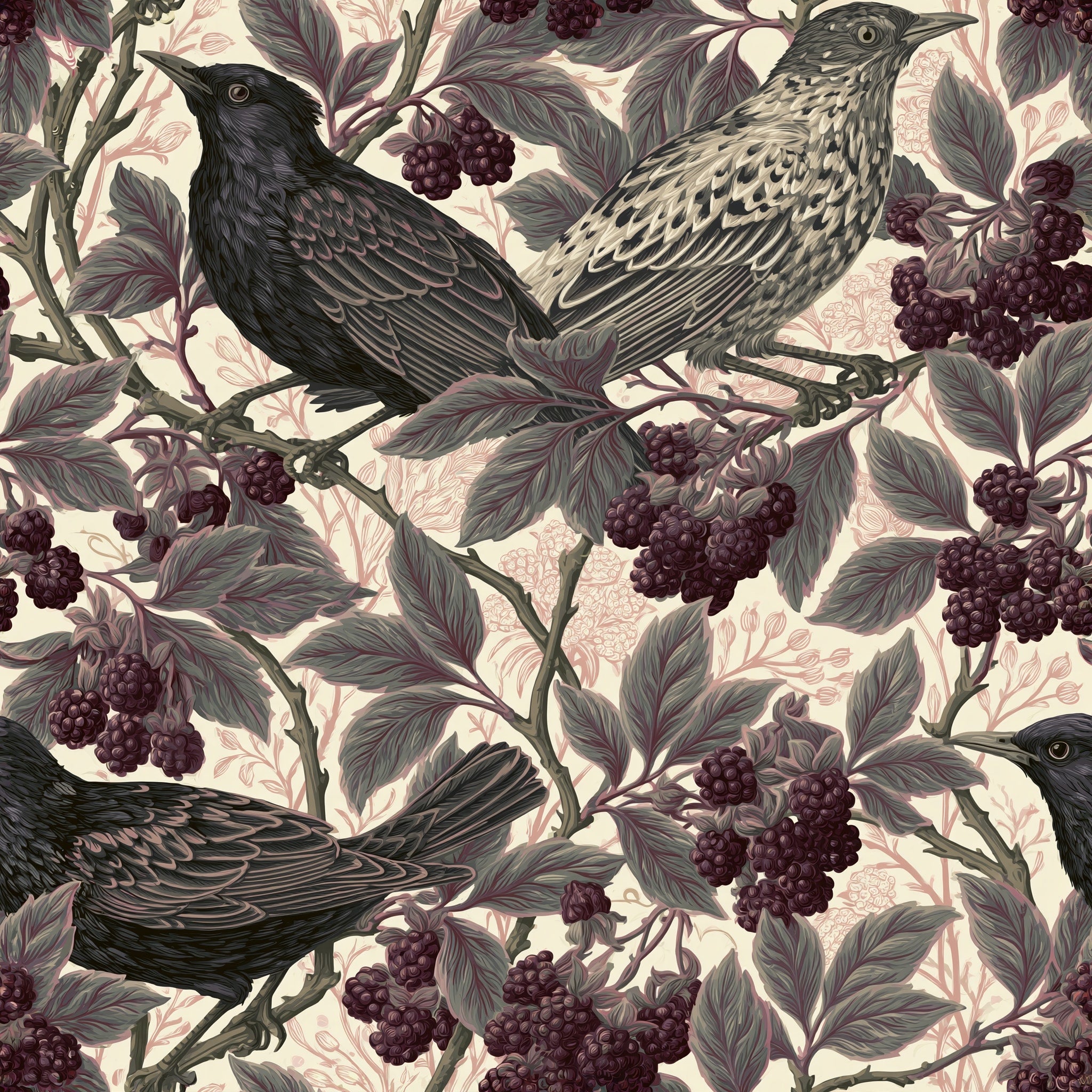 Bramble Perch — wallpaper pattern