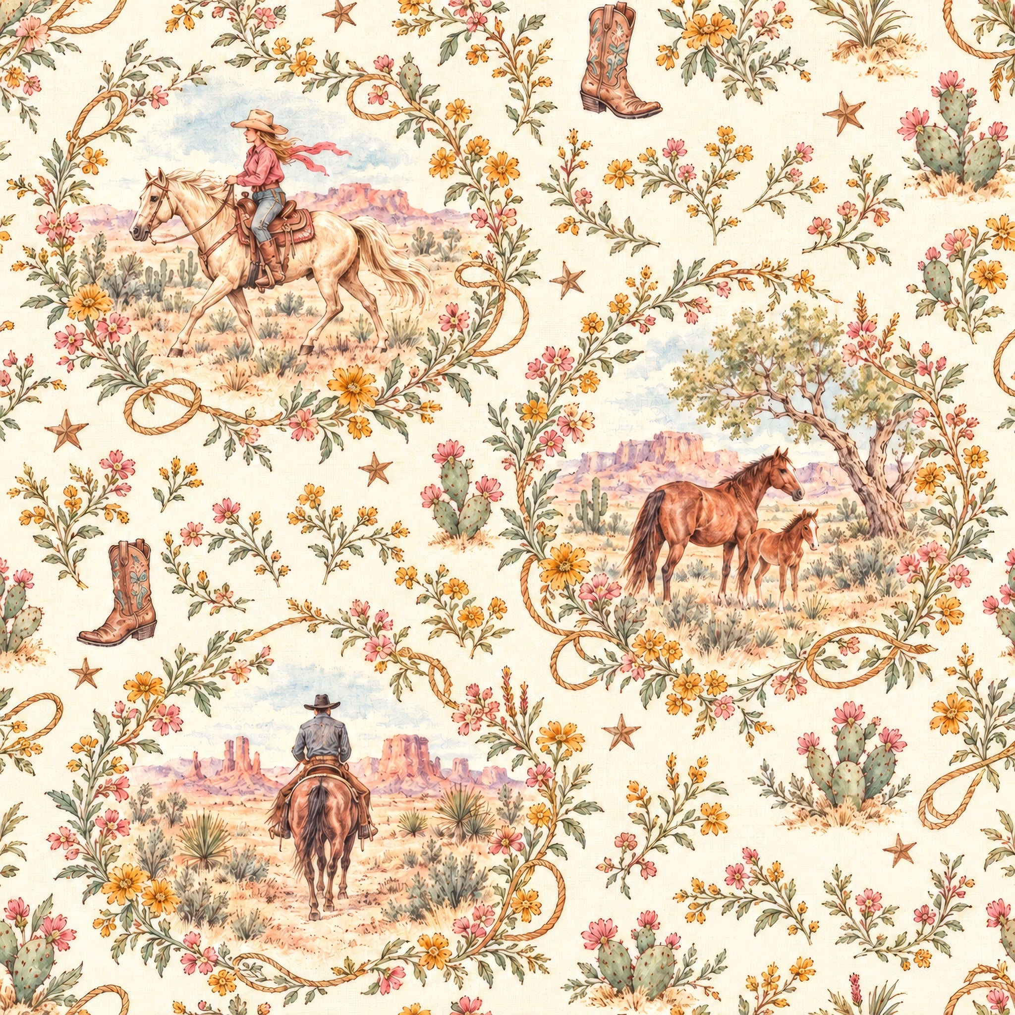 Desert Lariat Cameo — wallpaper pattern