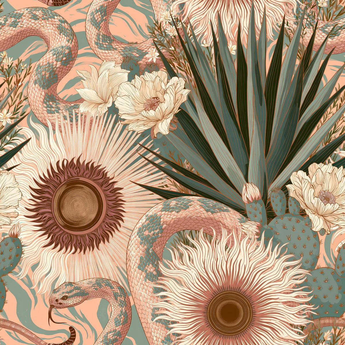 Sunburst Rattler — wallpaper pattern