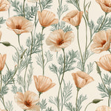 Apricot Poppy Ascent — wallpaper pattern