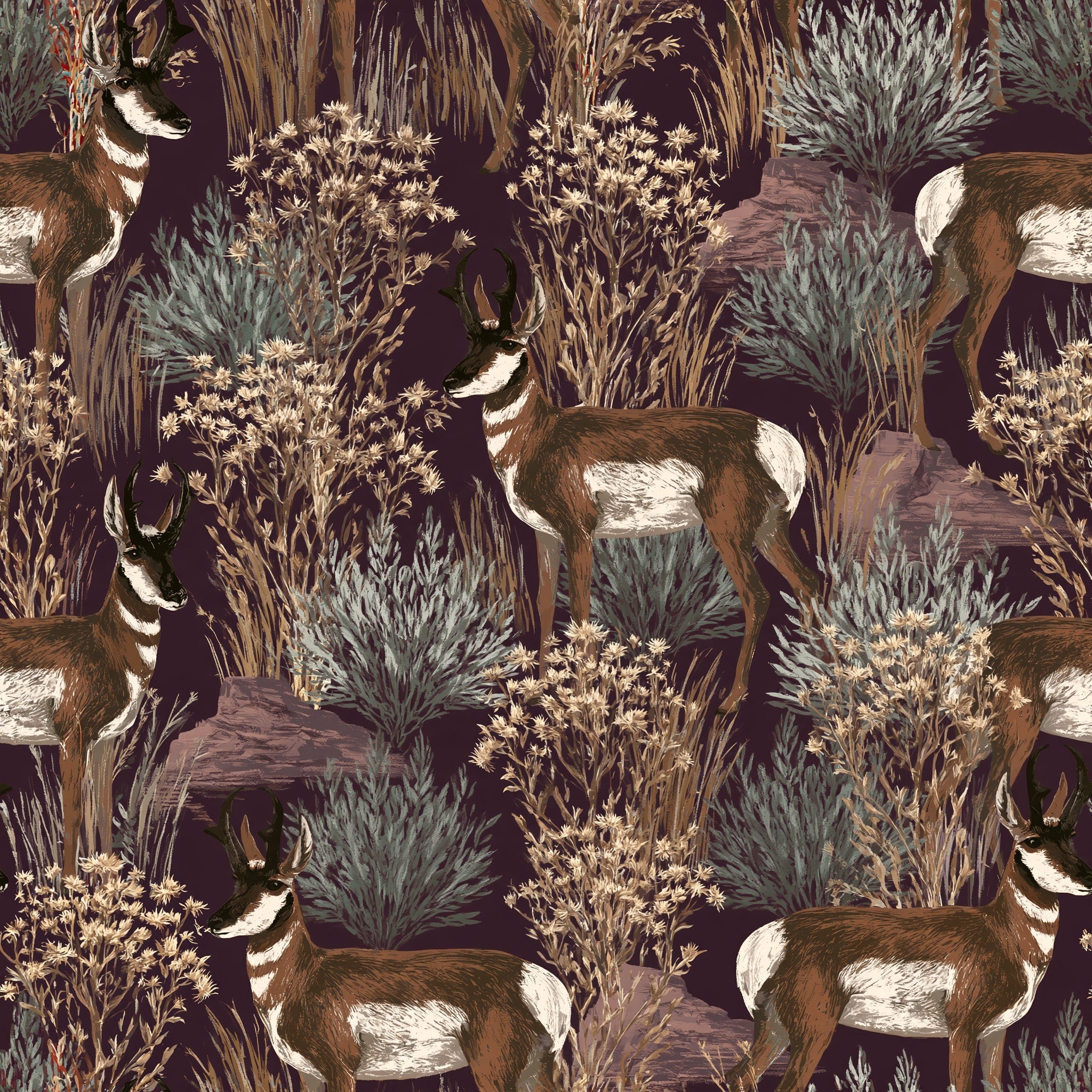 Pronghorn Scrub — wallpaper pattern