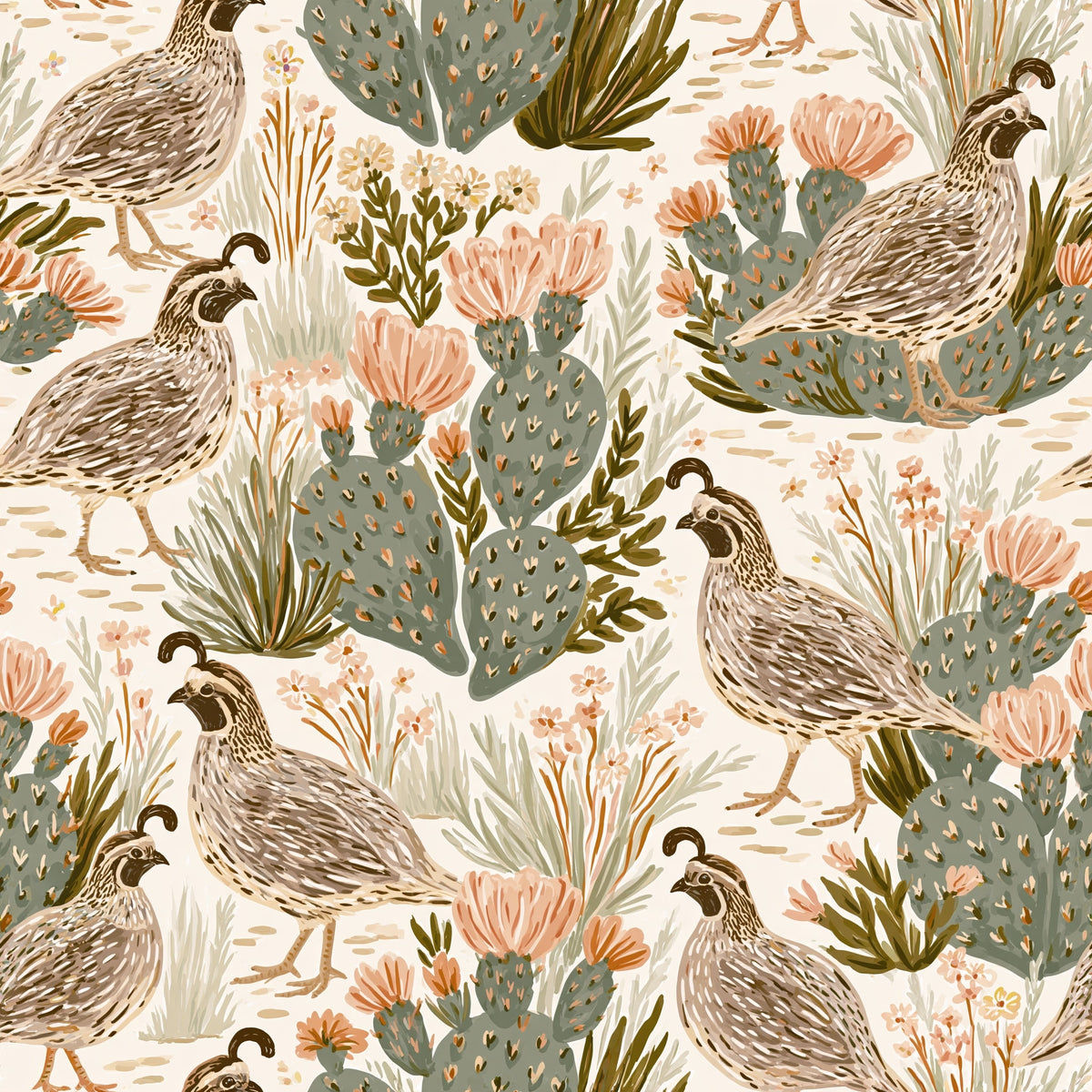 Chaparral Quail — wallpaper pattern