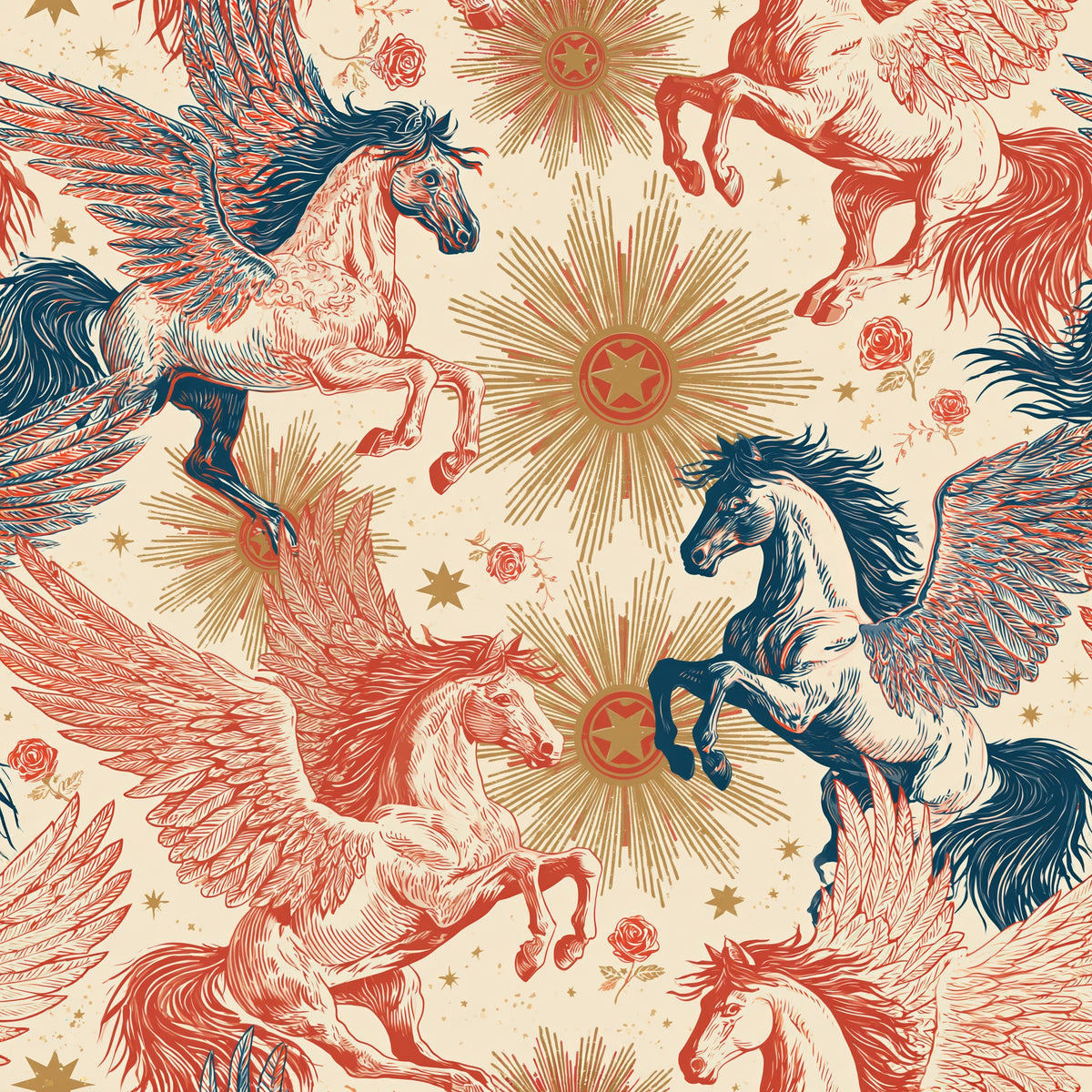 Winged Stallion — wallpaper pattern