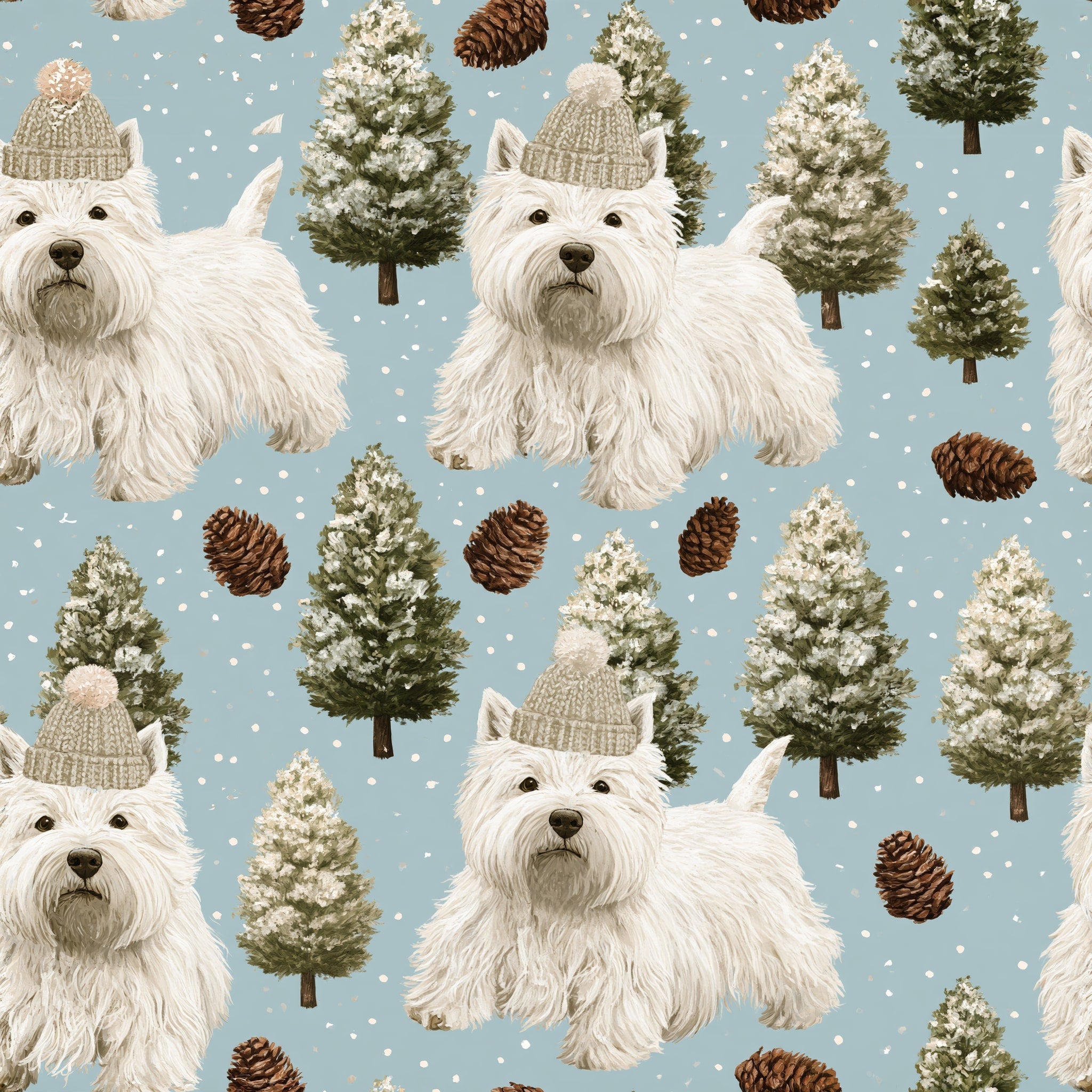 Pom-Pom Terriers — wallpaper pattern