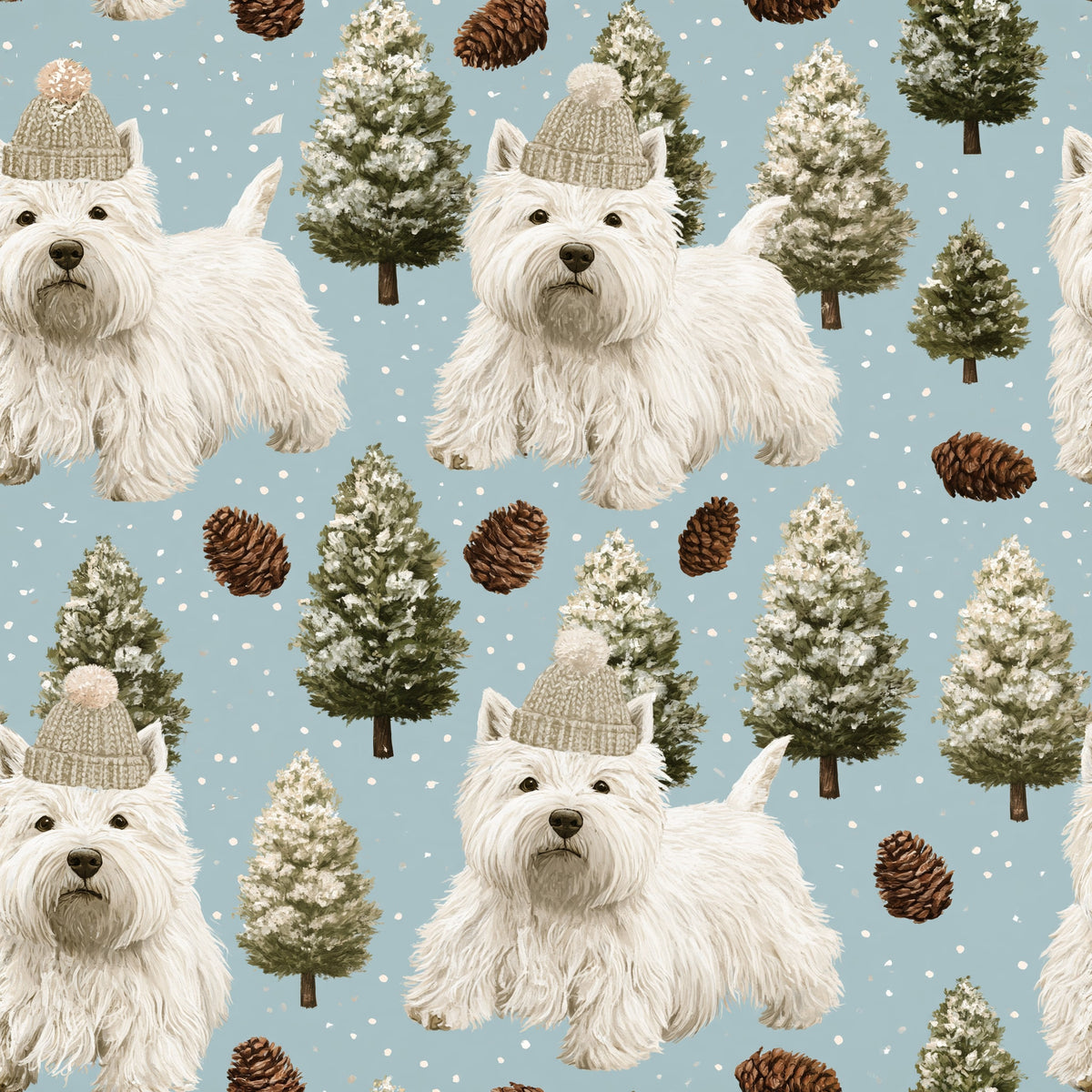 Pom-Pom Terriers — wallpaper pattern