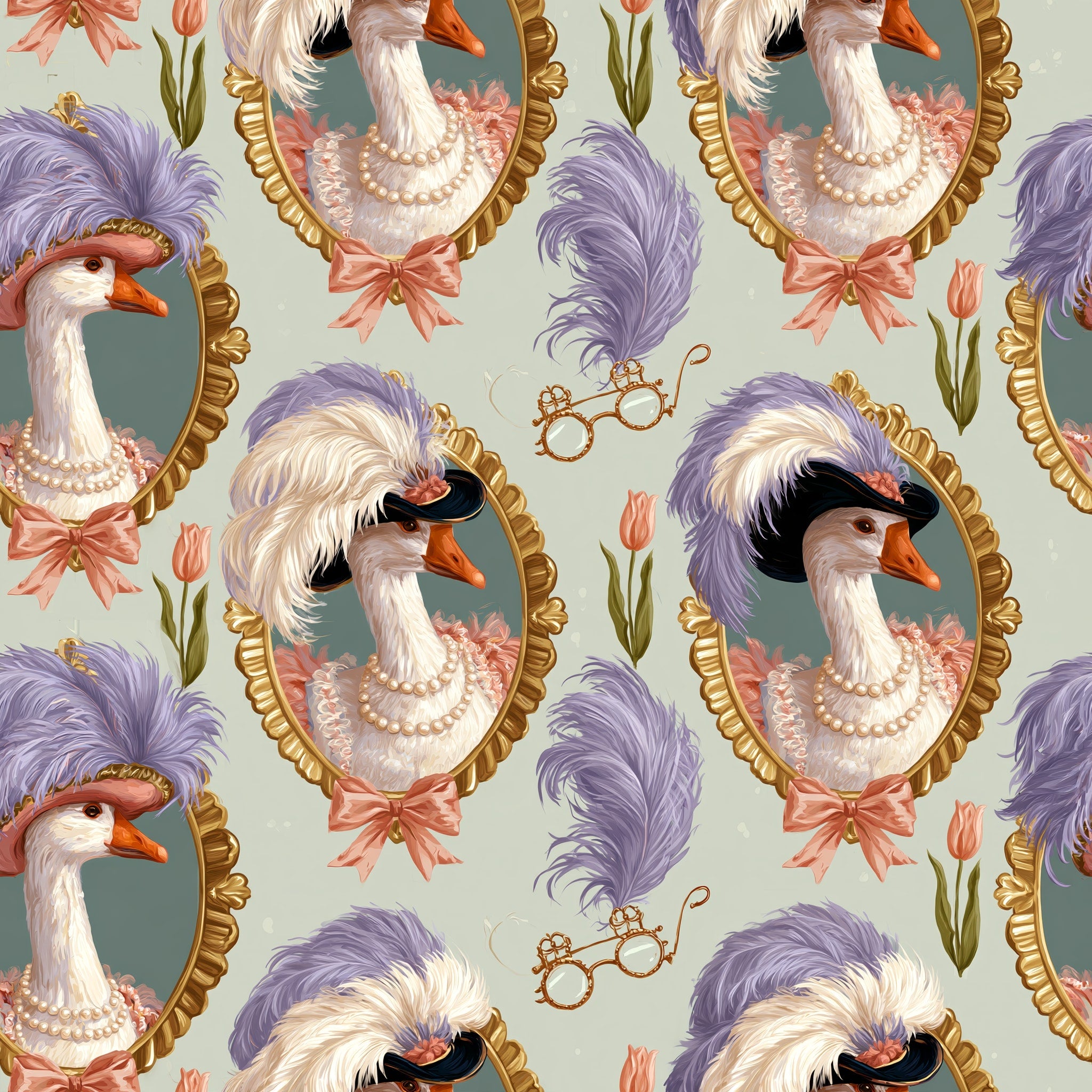 Plumed Society — wallpaper pattern