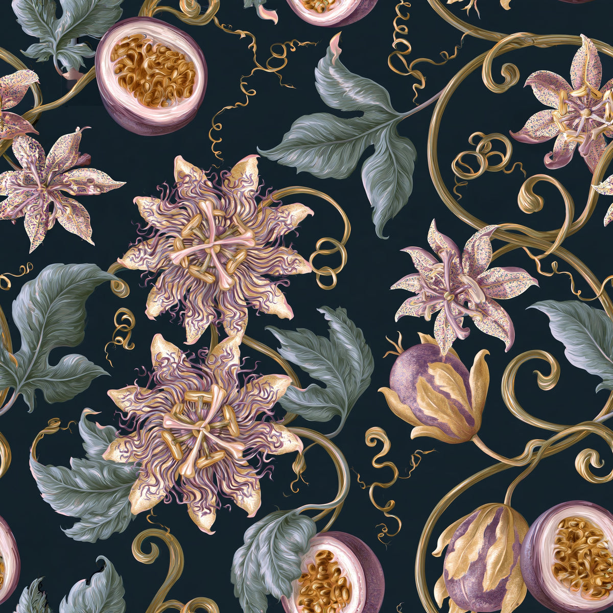 Passiflora Crown — wallpaper pattern