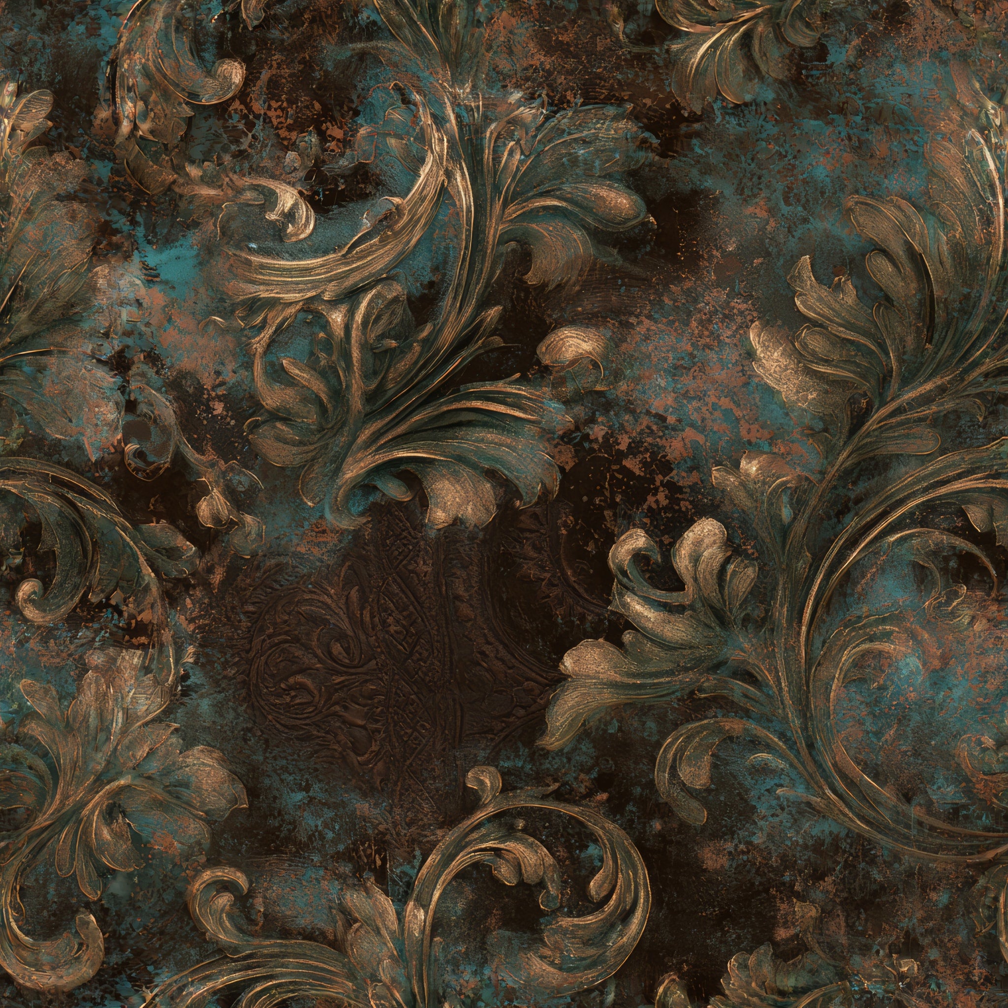 Verdigris Scroll — wallpaper pattern