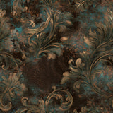 Verdigris Scroll — wallpaper pattern