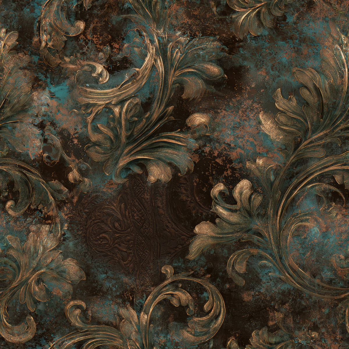 Verdigris Scroll — wallpaper pattern