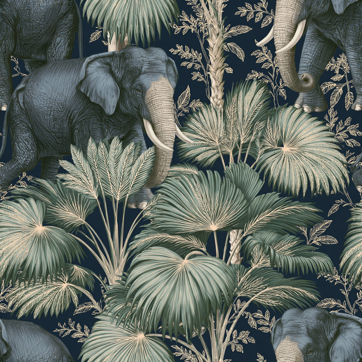 Elephant in the Canopy — wallpaper pattern