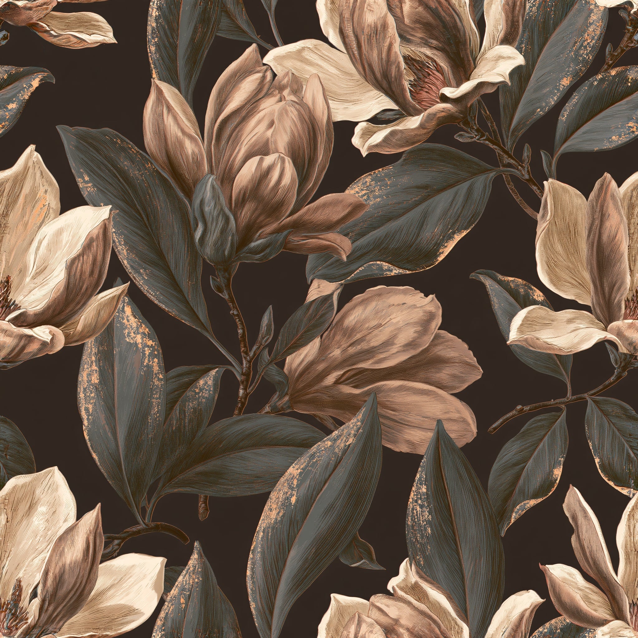 Tawny Magnolia — wallpaper pattern