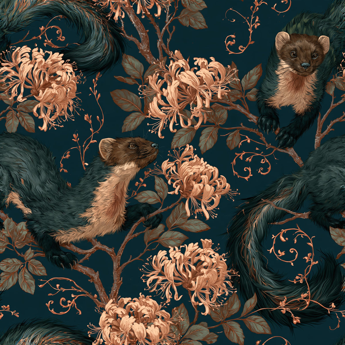 Tails in the Vines — wallpaper pattern
