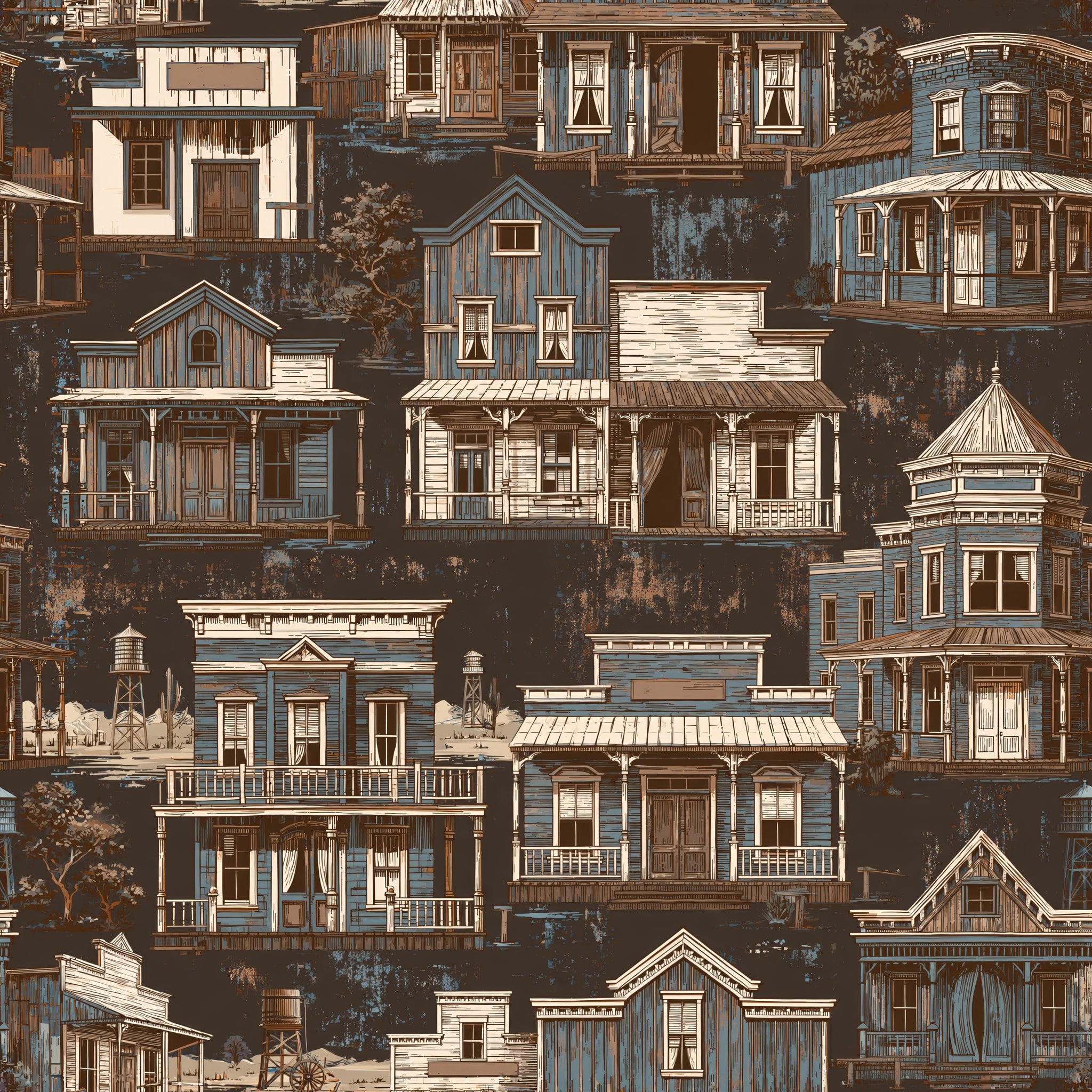 Boomtown Blueprint — wallpaper pattern