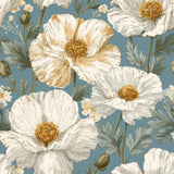 Slate Field Poppies — wallpaper pattern