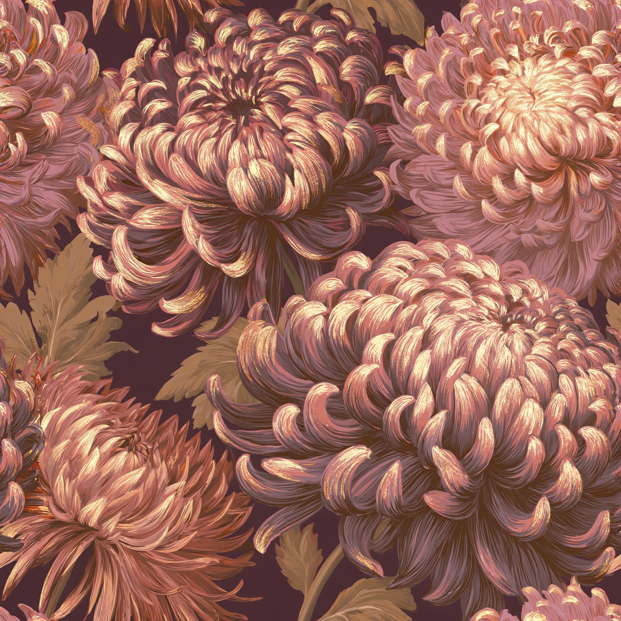 Mauve Chrysanthemum Crown — wallpaper pattern