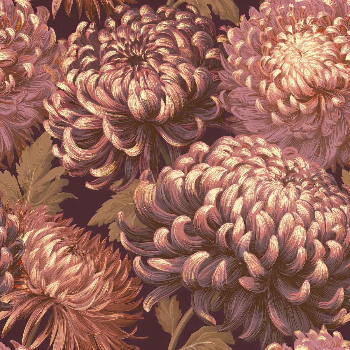 Mauve Chrysanthemum Crown — wallpaper pattern