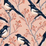 Magpie Winter Sketch — wallpaper pattern