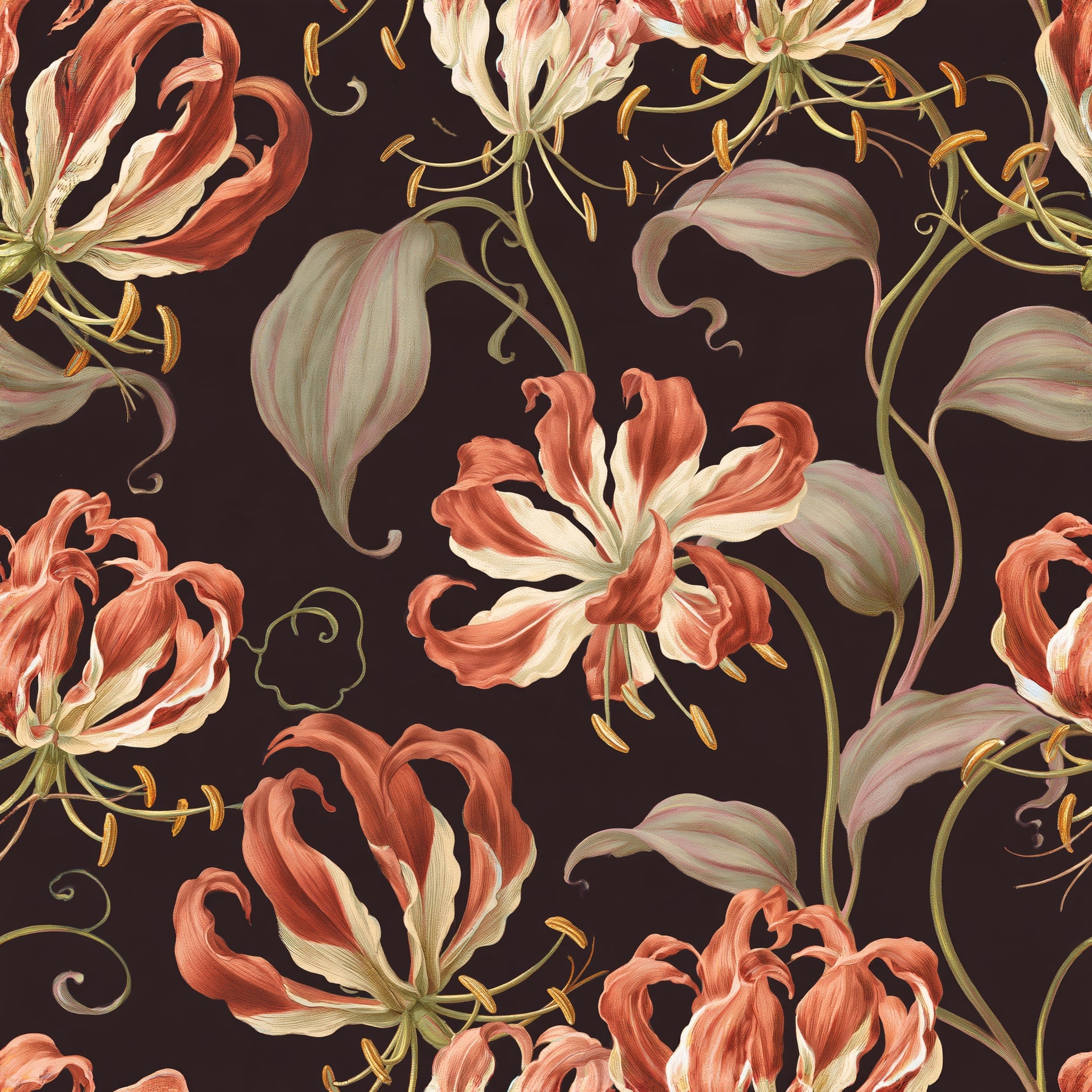 Fire Lily Canopy — wallpaper pattern