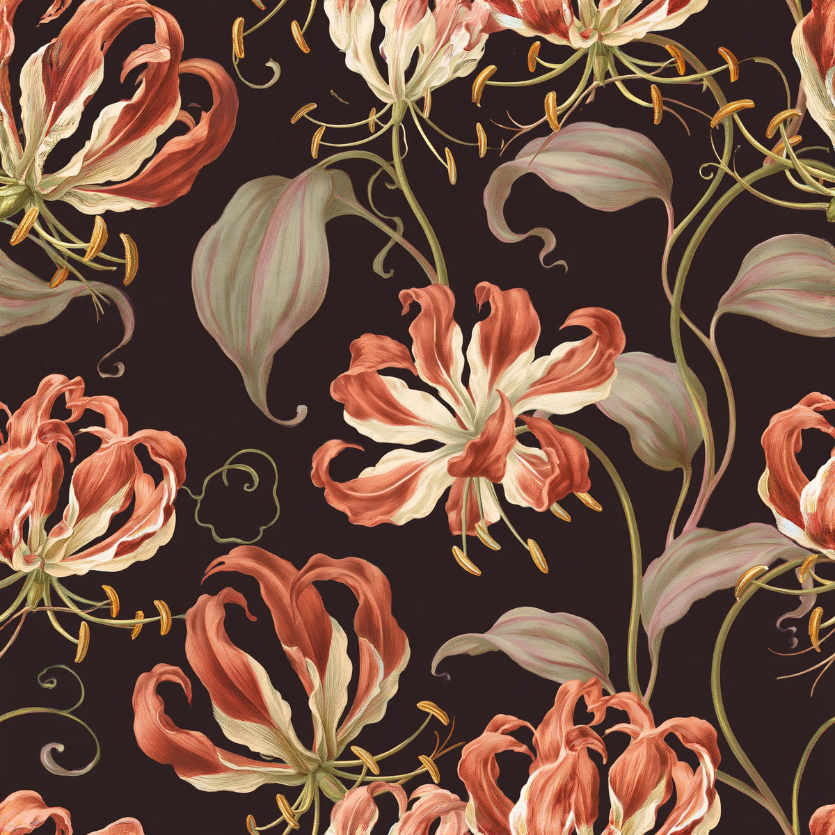 Fire Lily Canopy — wallpaper pattern