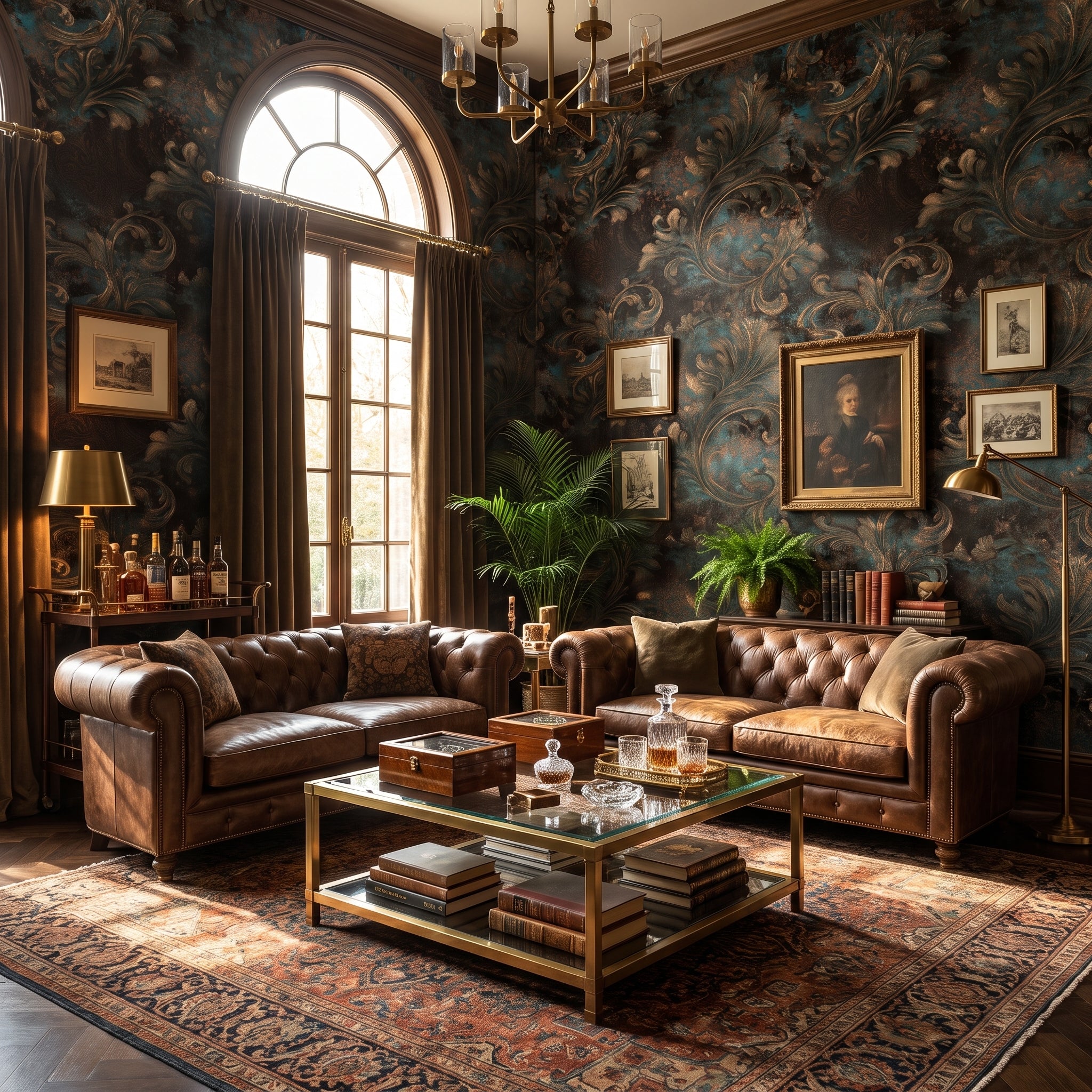 Verdigris Scroll — styled room 1