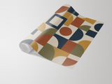 Modernist Blocks Wallpaper with geometric patterns of circles, squares, and triangles in muted tones.