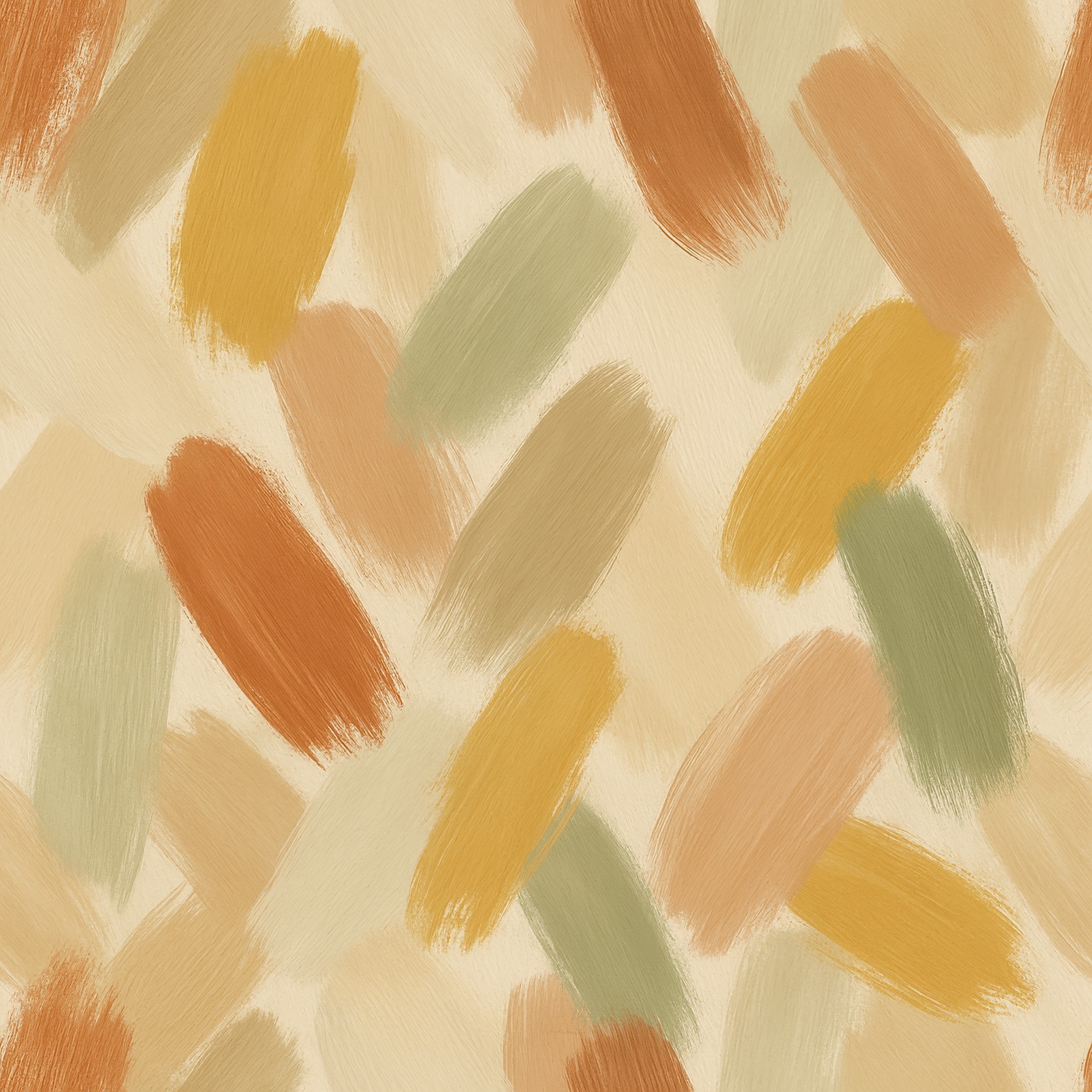 Painter’s Palette wallpaper with brush stroke pattern in earth tones and canvas texture.