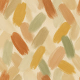 Painter’s Palette wallpaper with brush stroke pattern in earth tones and canvas texture.