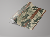 Redwoods in Kyoto wallpaper with trees and mountain landscape pattern.