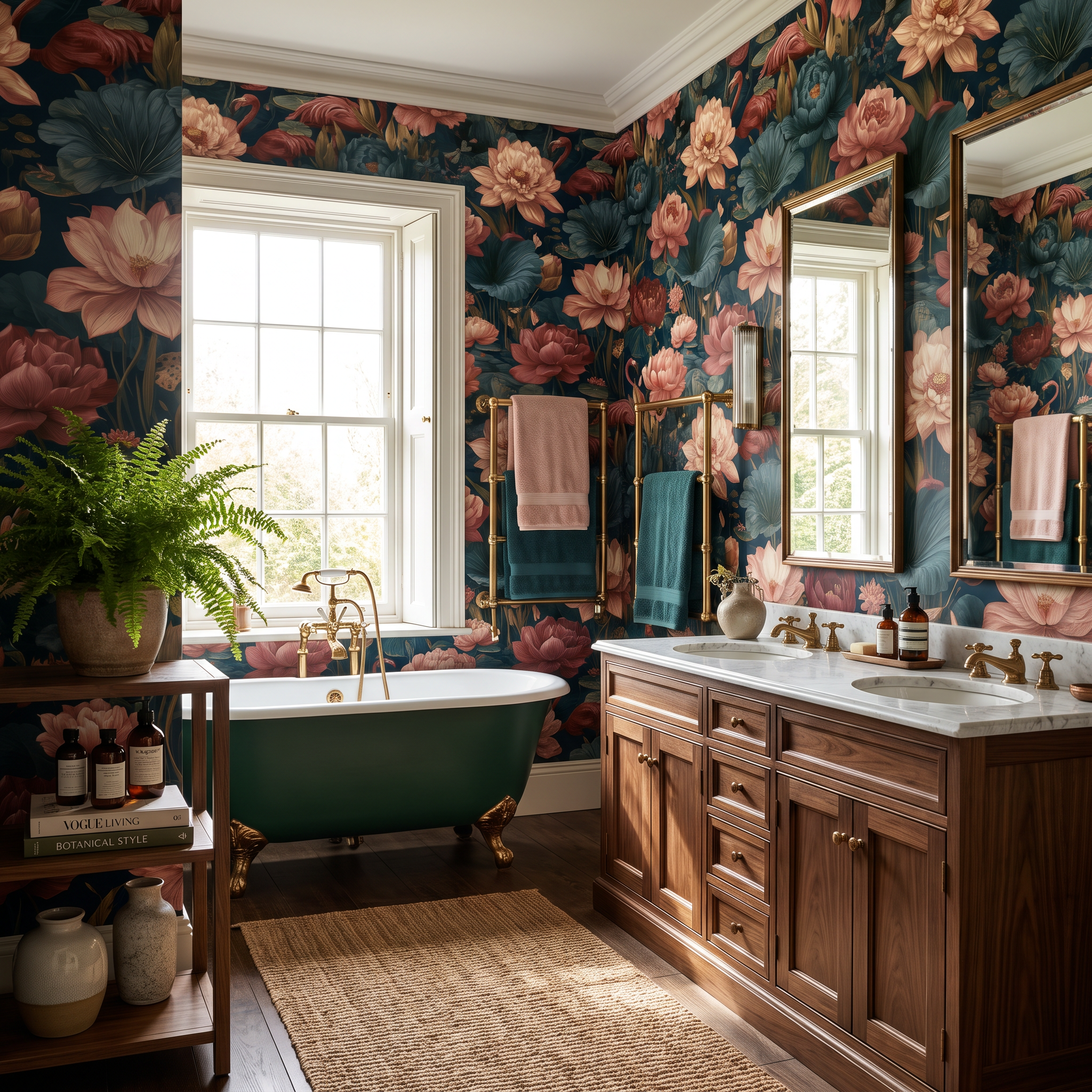 Lotus Flamingo Pondhouse Wallpaper