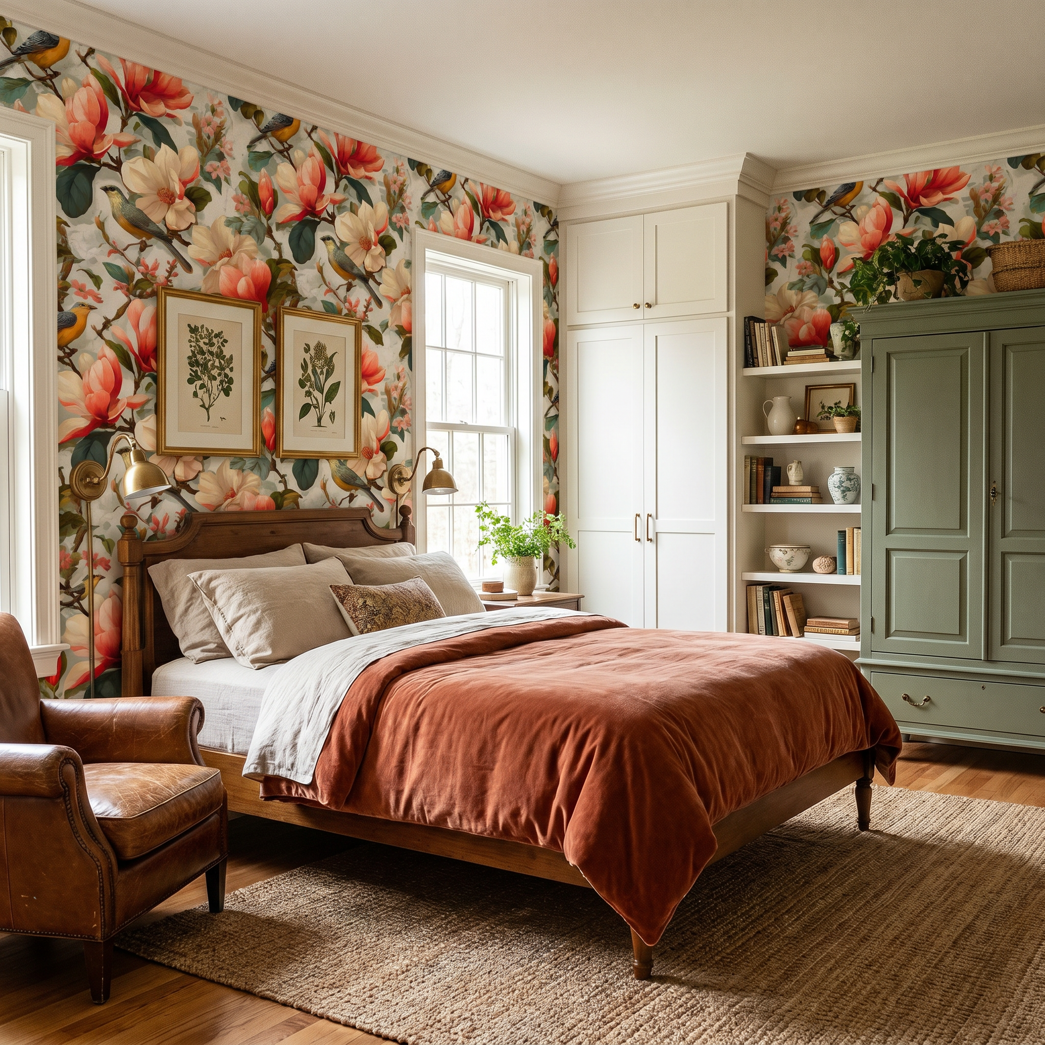 Magnolia Yardbird Conservatory Wallpaper