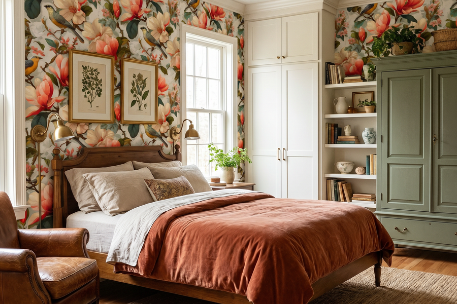 Magnolia Yardbird Conservatory Wallpaper