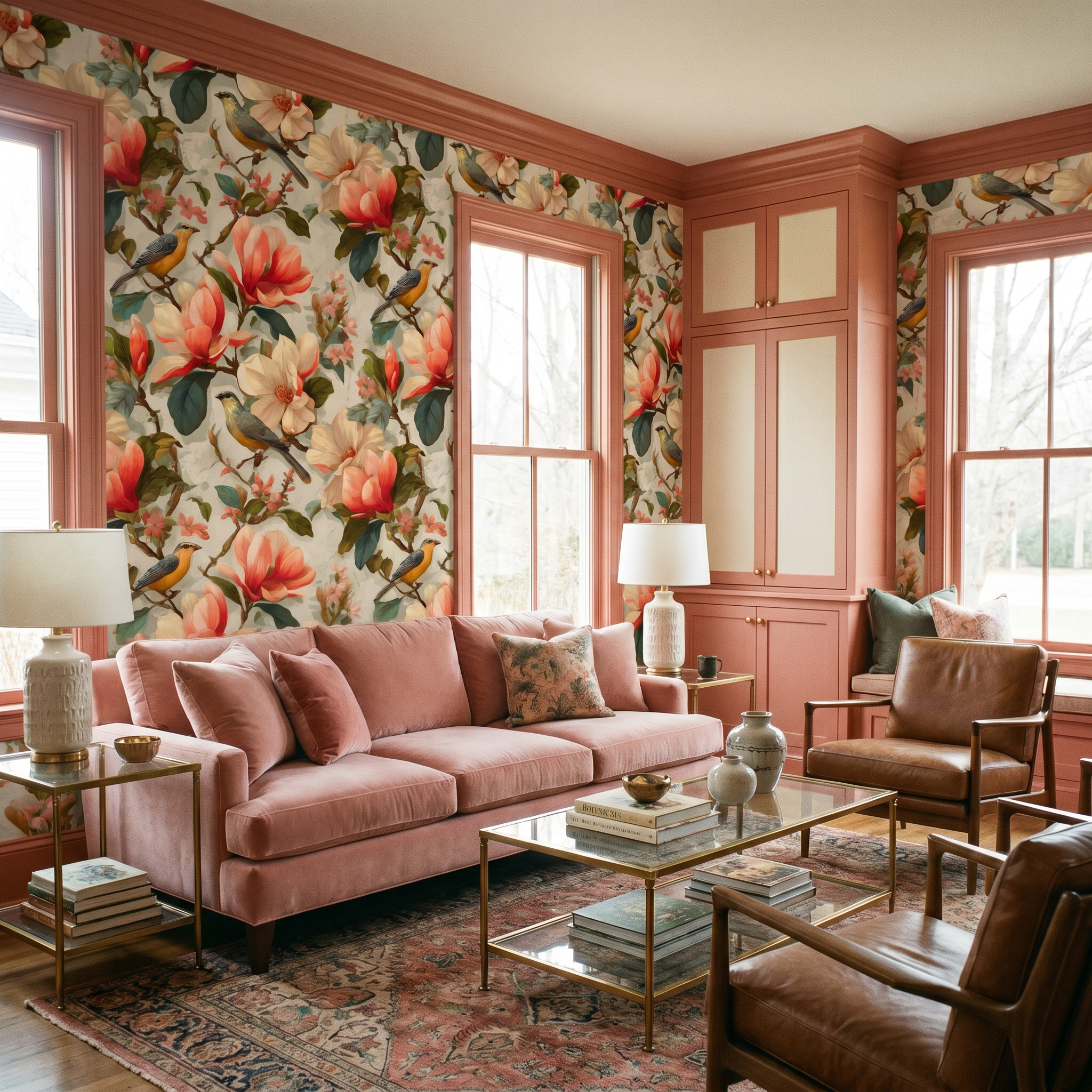Magnolia Yardbird Conservatory Wallpaper