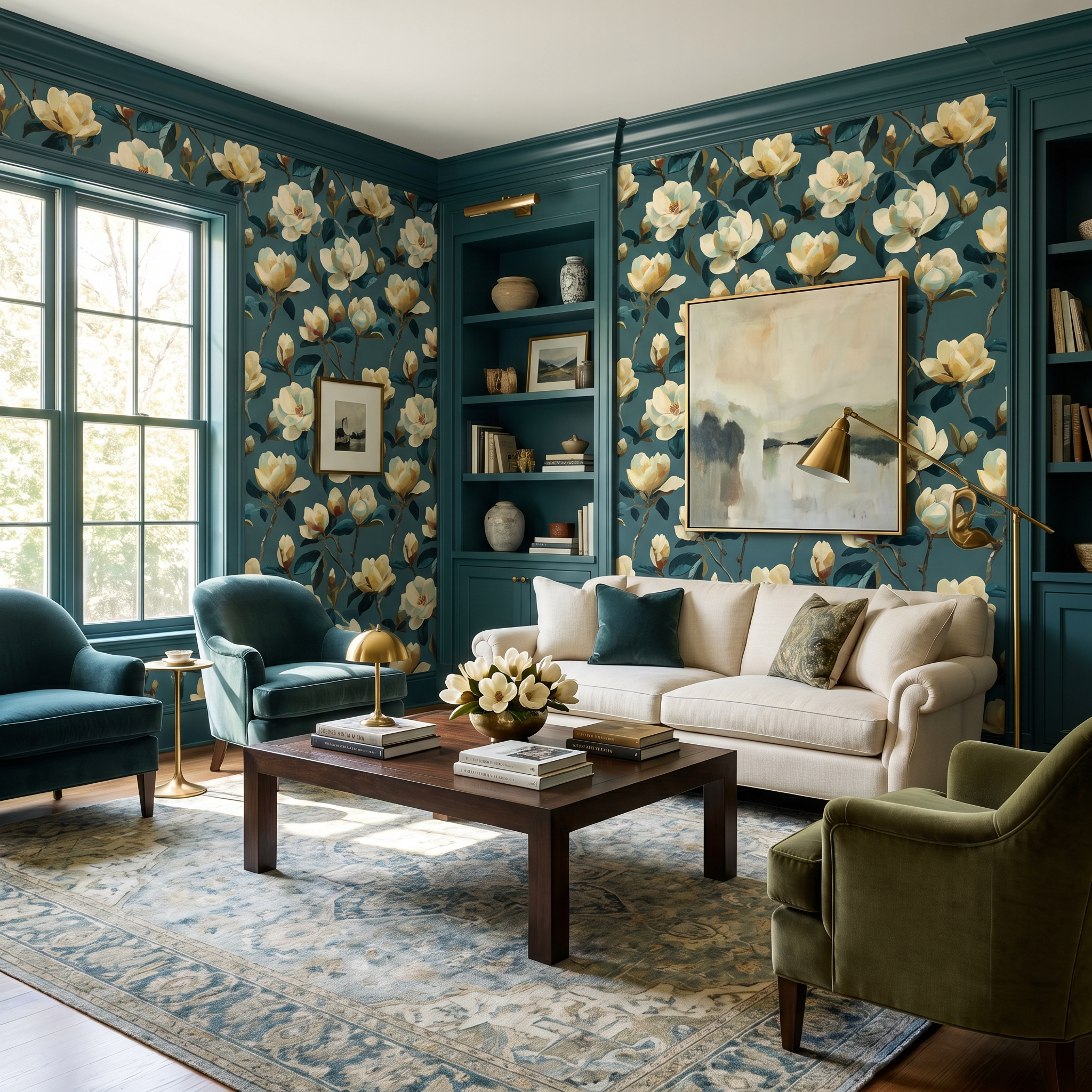 Magnolia Slate Camellia Wallpaper