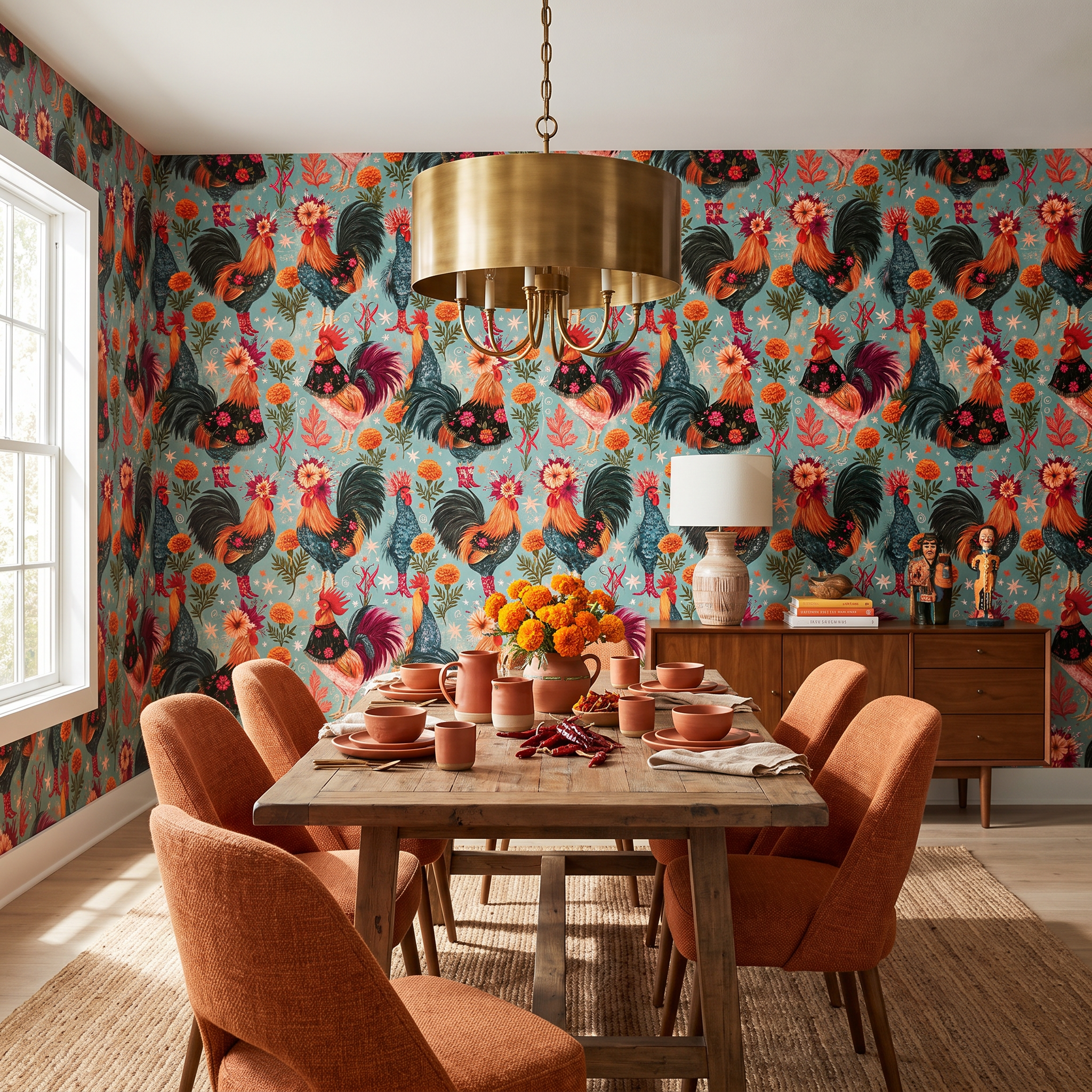 Madame Colette’s Roosters Wallpaper