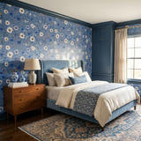 Cornflower Daisy Toss Wallpaper
