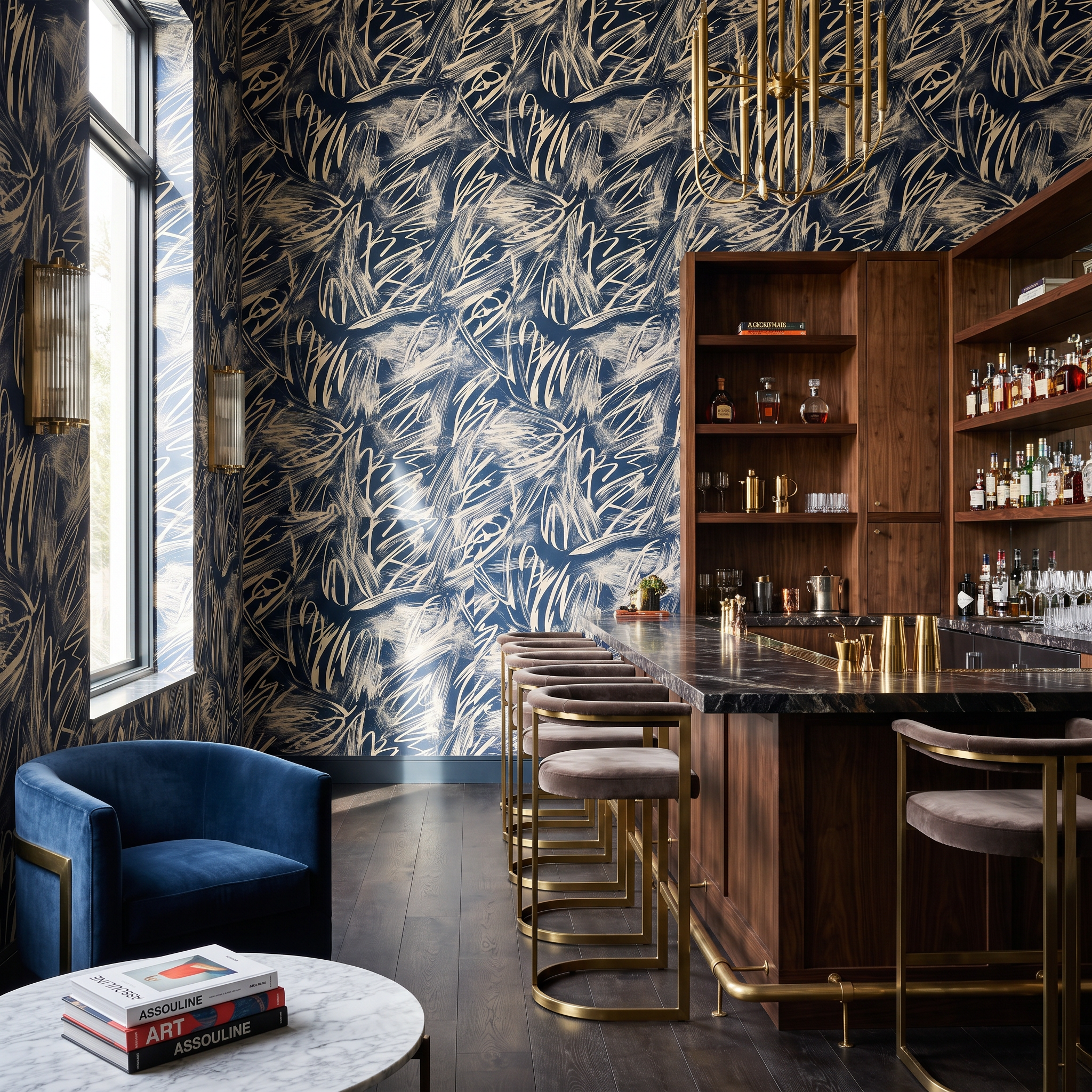Palimpsest Blue Wallpaper