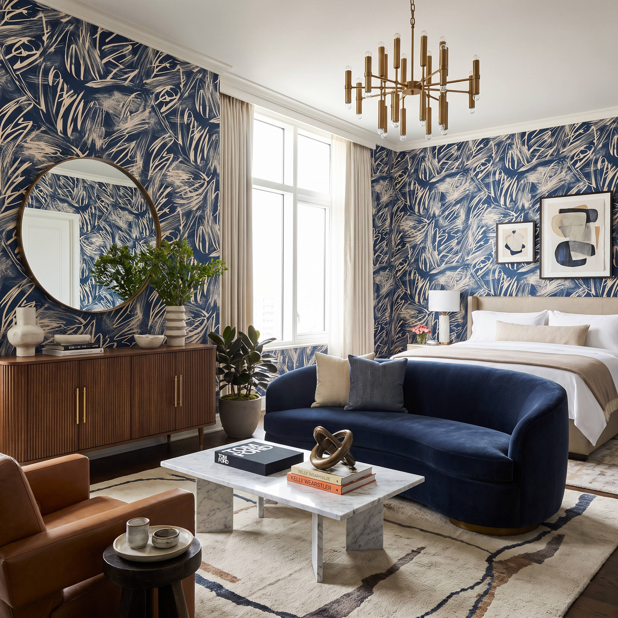 Palimpsest Blue Wallpaper