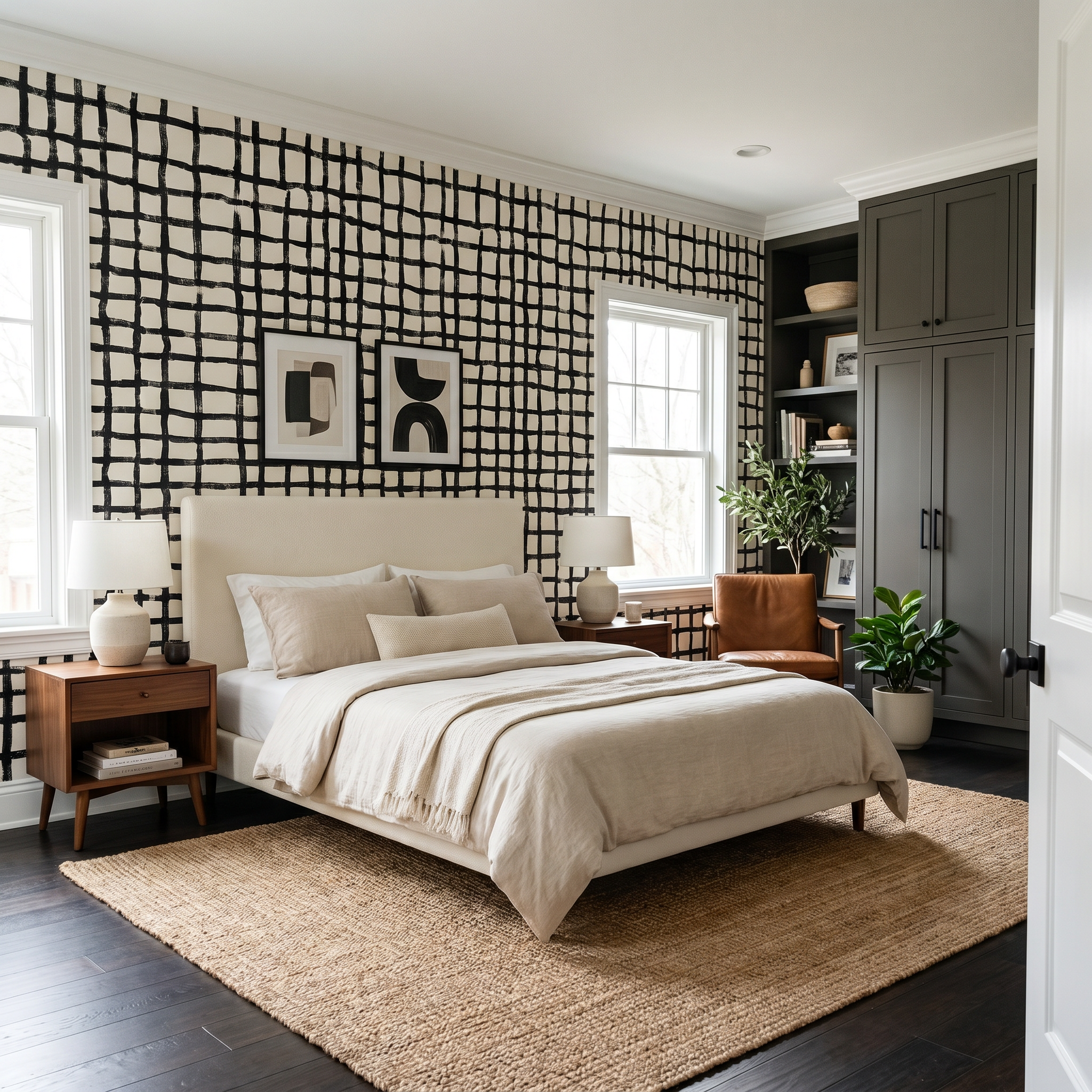 Hand-Dipped Lattice Wallpaper