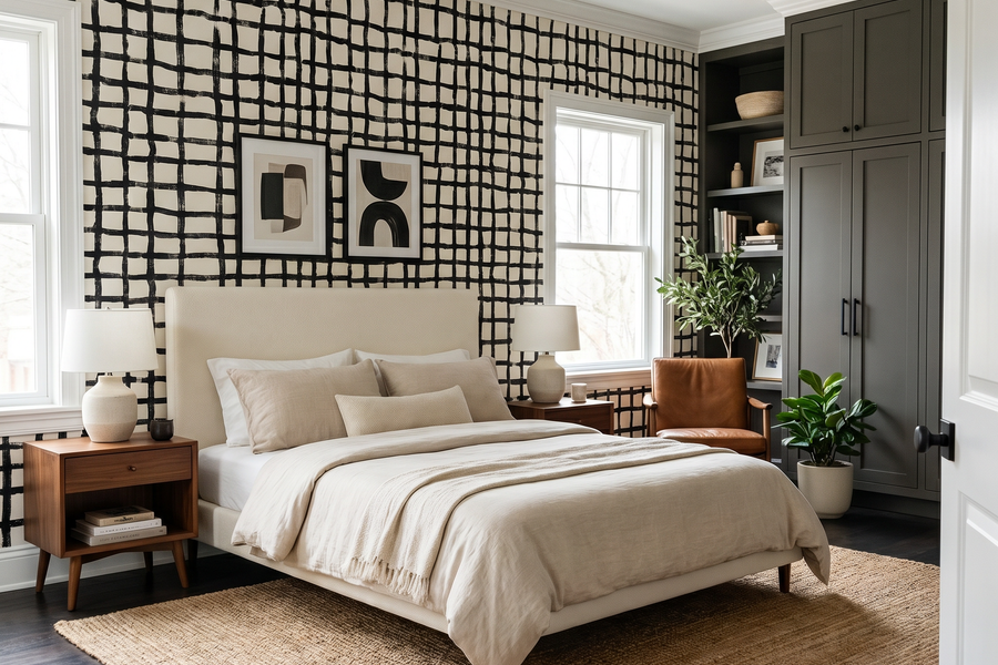 Hand-Dipped Lattice Wallpaper