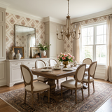 Cabbage Rose Cartouche Wallpaper