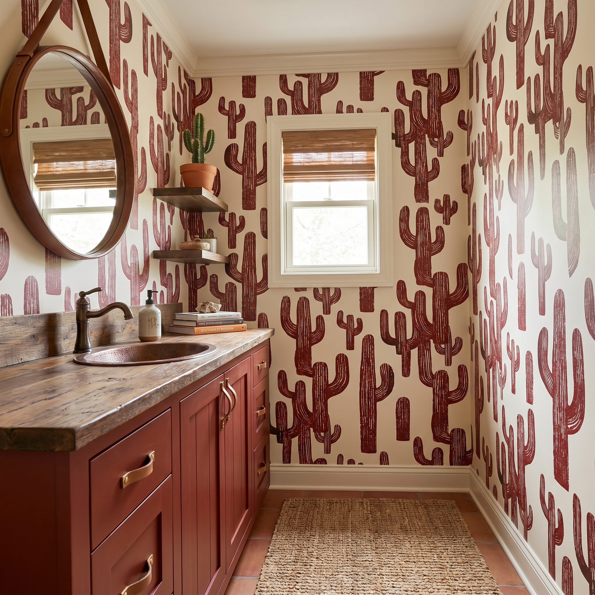 Crimson Saguaro Stamp Wallpaper