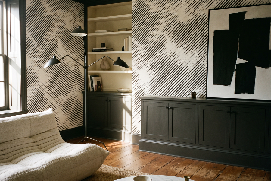 Diagonal Grain Press Wallpaper