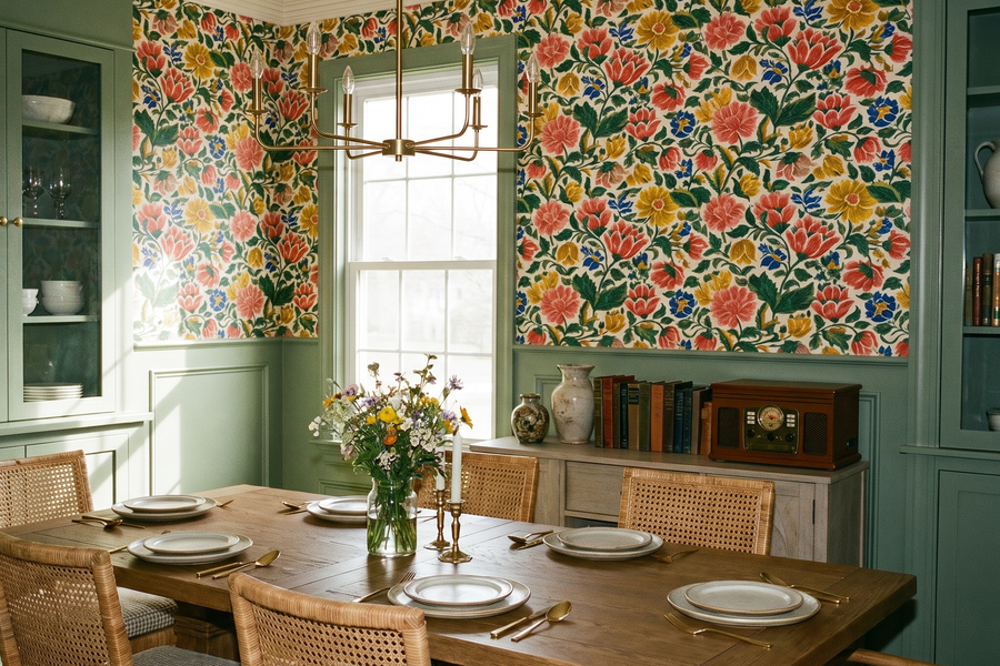 Bohemian Garden Gouache Wallpaper