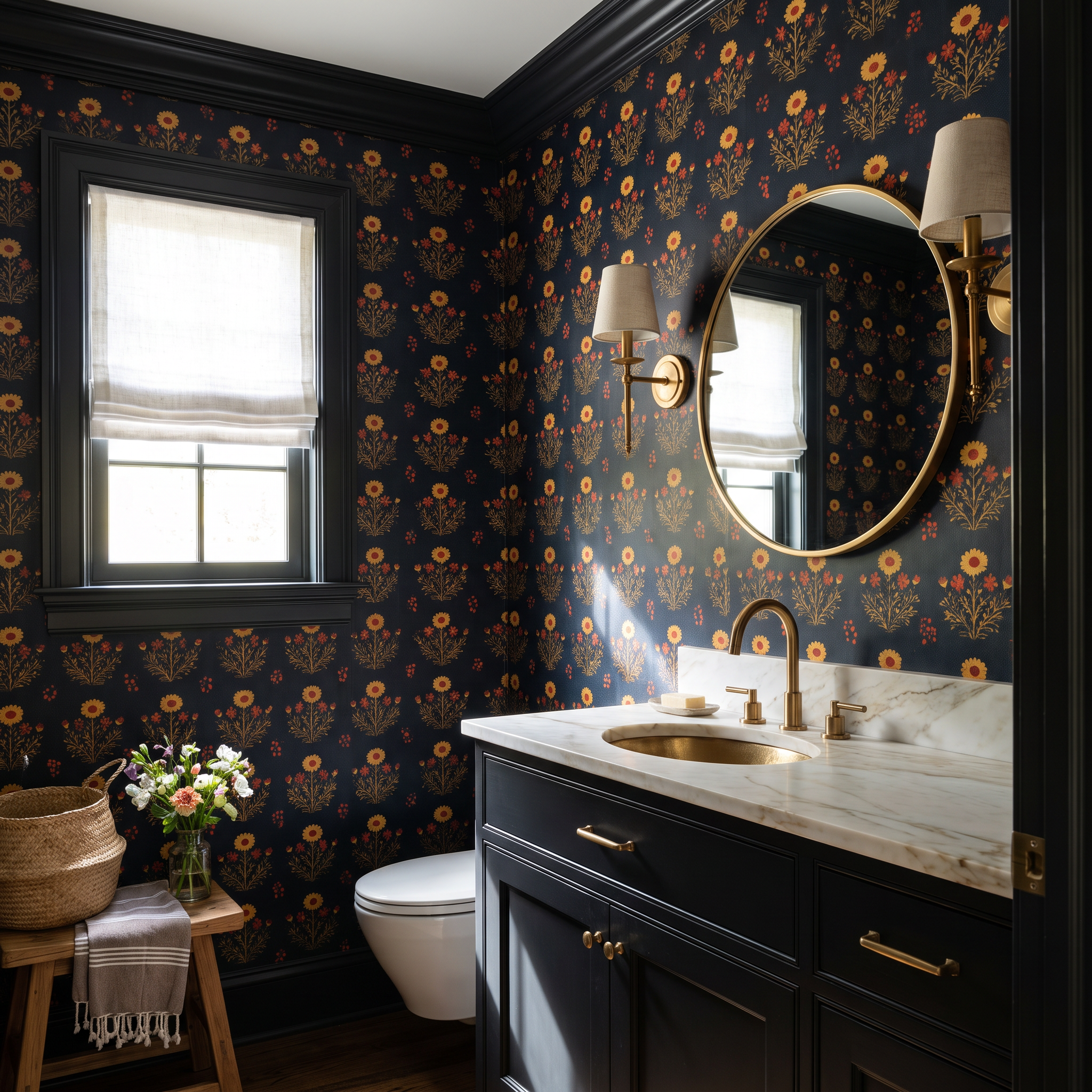 Summer Marigold Ledger Wallpaper