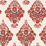 Cinnabar vignette wallpaper with floral damask pattern and textured surface.