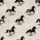 Gallop & Ink wallpaper with running horse pattern on a parchment texture.