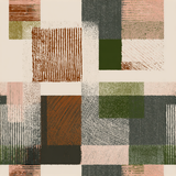 Abstract pattern wallpaper with blocks of brown, olive, and pink colors.