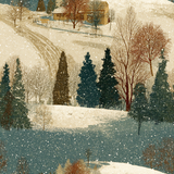 Everquiet Hollow Wallpaper with a landscape illustration of snow covered hills and bare trees.